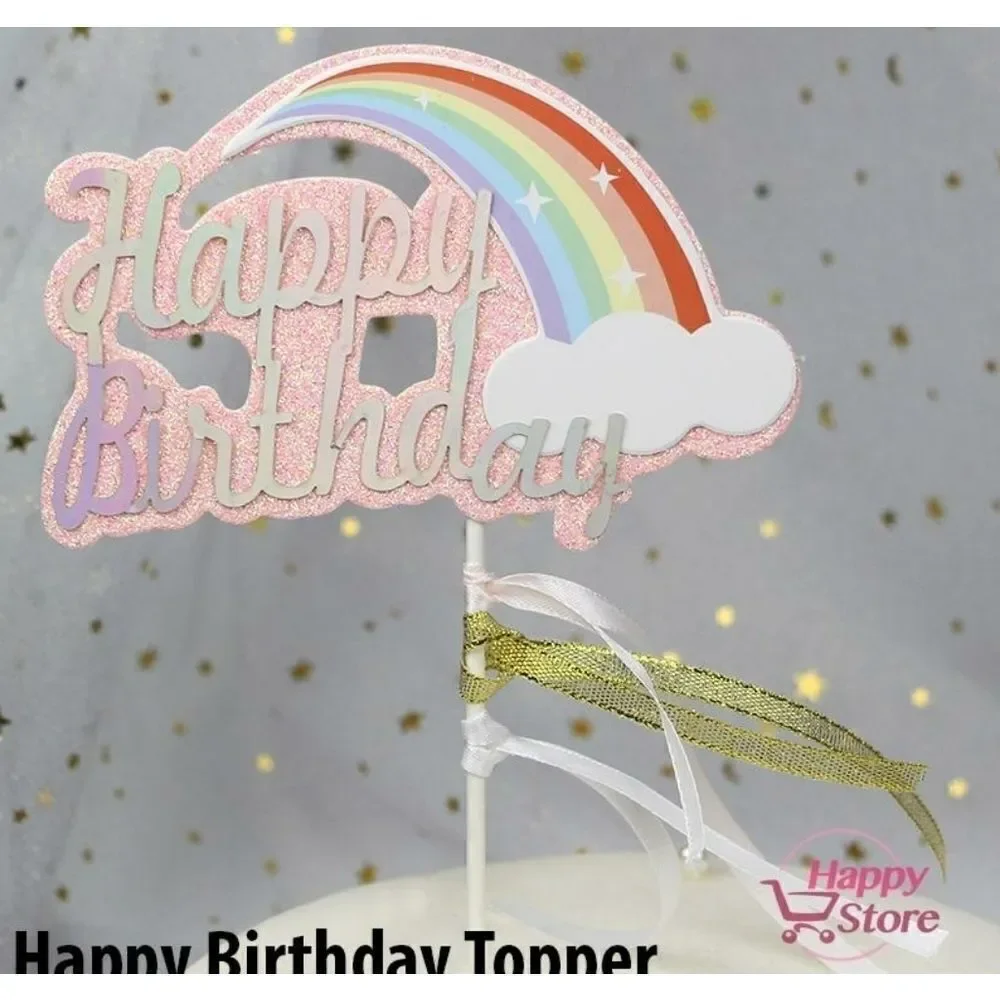 RAINBOW Cake Topper Magical Happy Birthday NWT